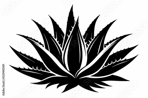 aloe vera plant line art silhouette vector illustration