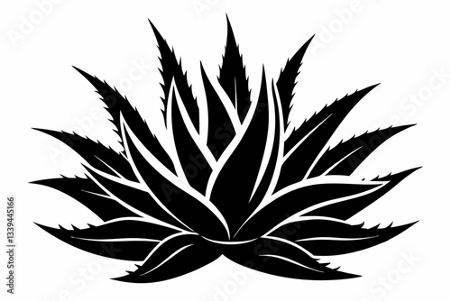 aloe vera plant line art silhouette vector illustration