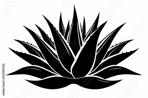 aloe vera plant line art silhouette vector illustration
