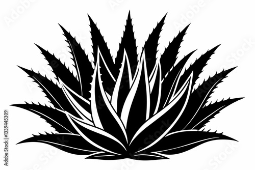 aloe vera plant line art silhouette vector illustration