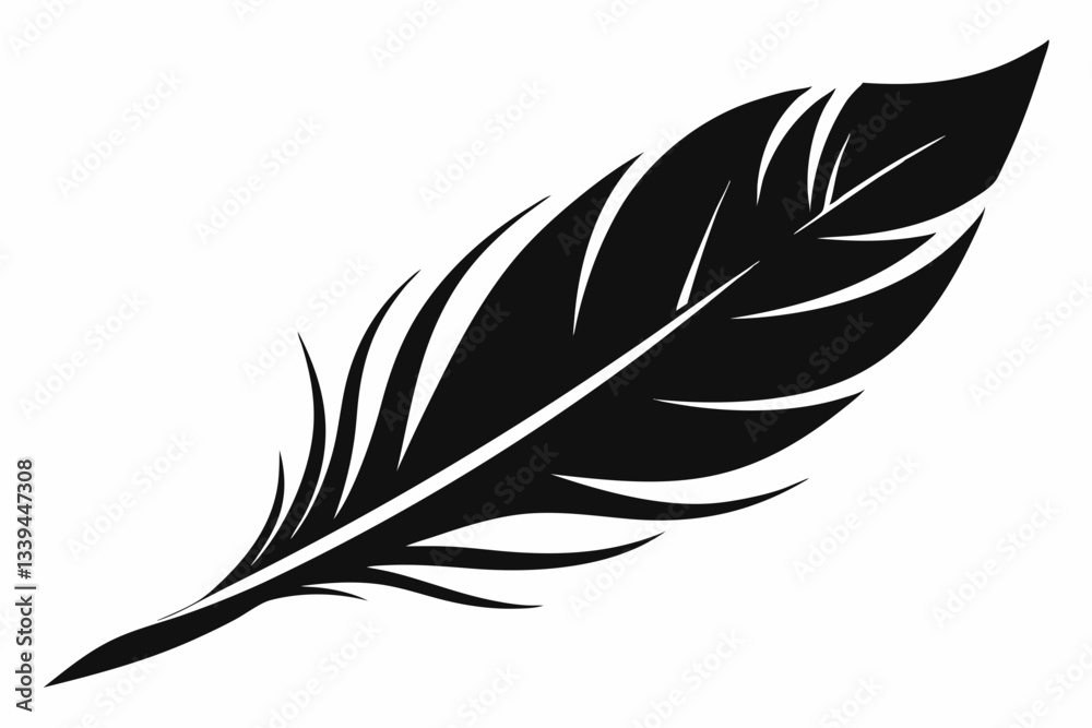 Obraz premium bird feather line art silhouette vector illustration