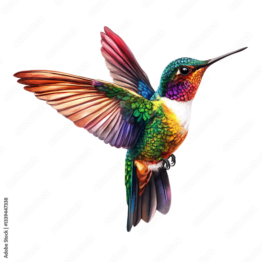 Obraz premium Hummingbird in flight isolated on transparent background