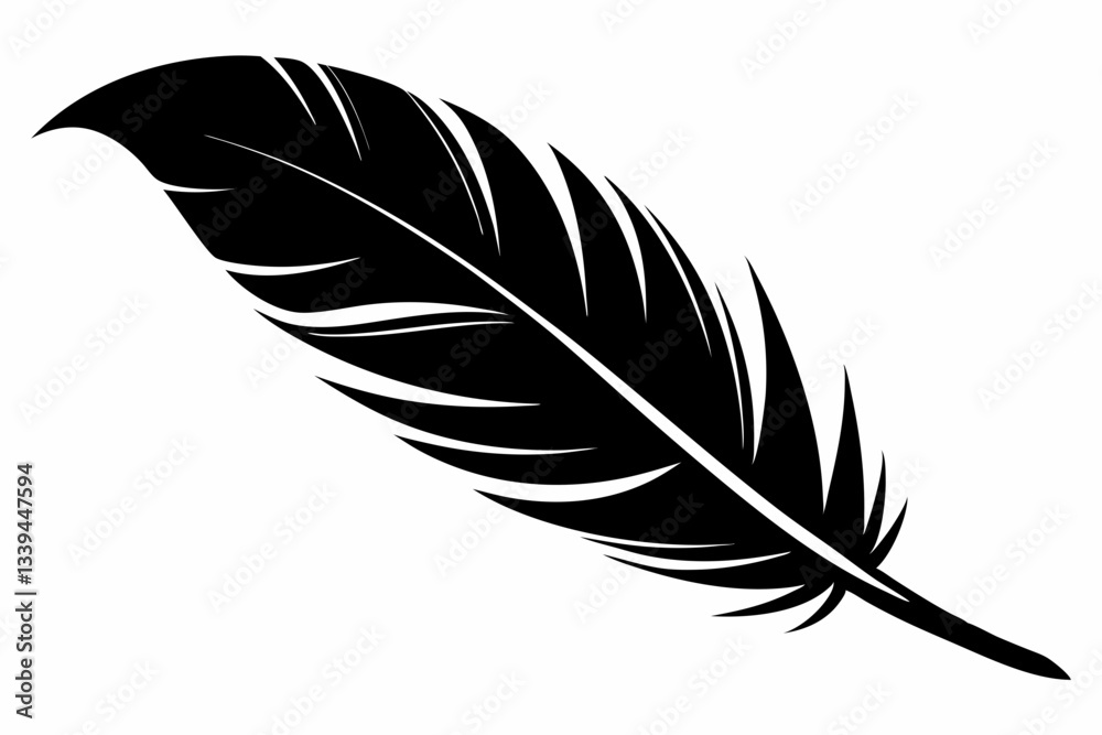 Fototapeta premium bird feather line art silhouette vector illustration