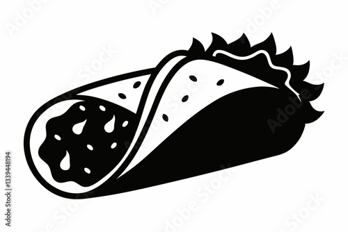 burrito line art silhouette vector illustration