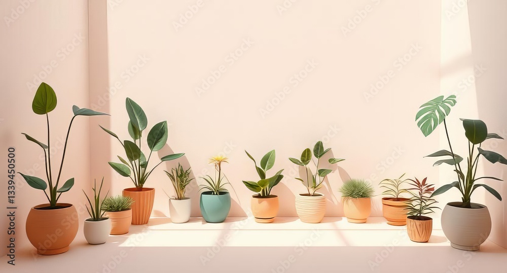 Fototapeta premium Indoor plants in a vase and pot enhance home decor