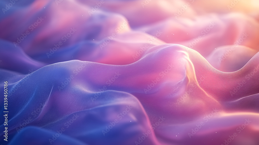 Obraz premium Dreamy Abstract Waves: A mesmerizing display of flowing, abstract waves in vibrant pinks, purples, and blues, evoking a sense of fluidity and ethereal beauty.