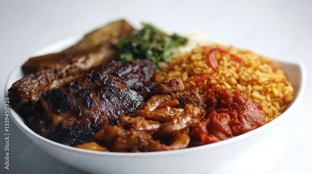 Delicious meal consisting of various foods served on a plate Delicious meal consisting of various foods served on a plate