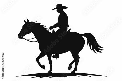 cowboy is riding on a horse silhouette vector illustration