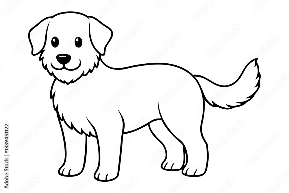 Obraz premium cute dog line art silhouette vector illustration