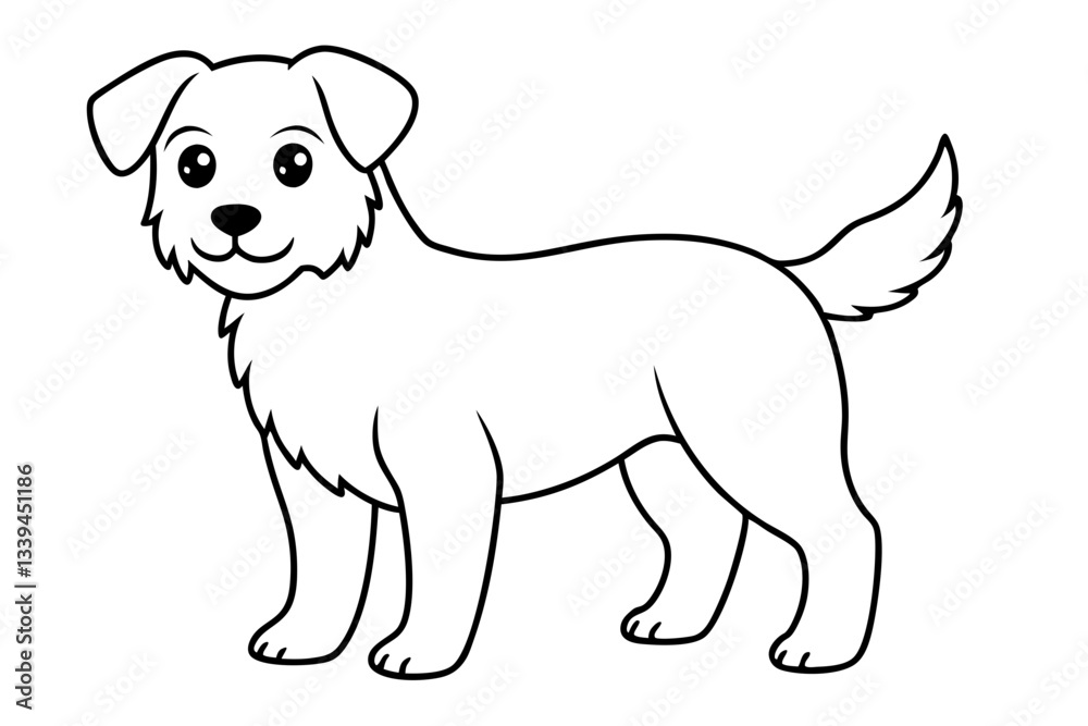 Obraz premium cute dog line art silhouette vector illustration