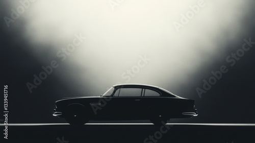 Obraz na płótnie Silhouette of a classic car in a spotlight. w salonie