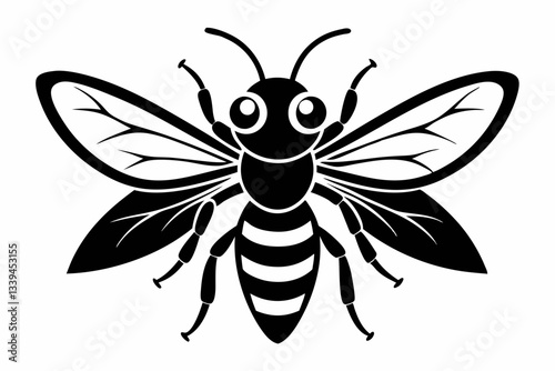 cute wasp line art silhouette vector illustration