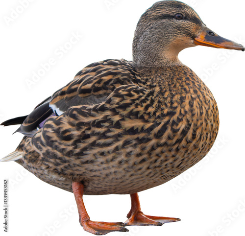 mallard duck close up isolated on transparent background