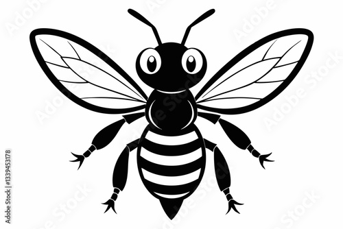 cute wasp line art silhouette vector illustration