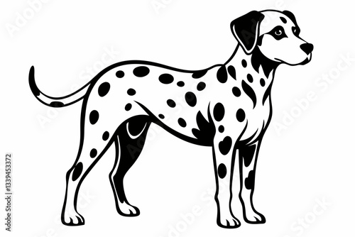 dalmatian line art silhouette vector illustration