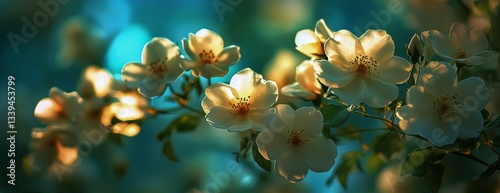 White Roses Bloom in Garden Against Blue Sky During the Day