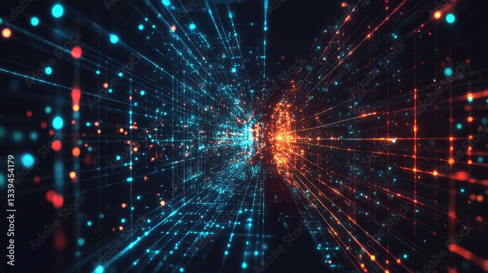 A cyber network interface with real-time data exchange and AI-driven connections. A cyber network interface with real-time data exchange and AI-driven connections.