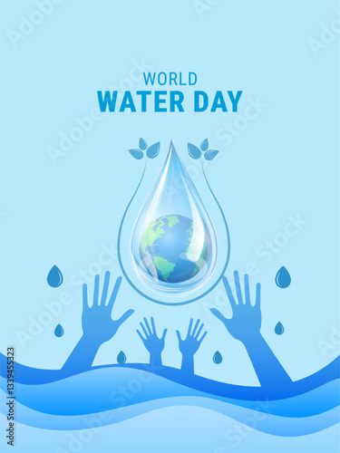 World Water Day creative concept. Water Day creative ads. water day design for banner, poster 3d illustration.