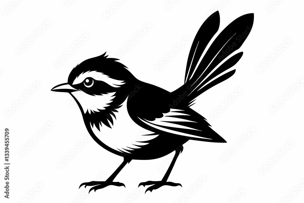 Obraz premium fairy wren line art silhouette vector illustration