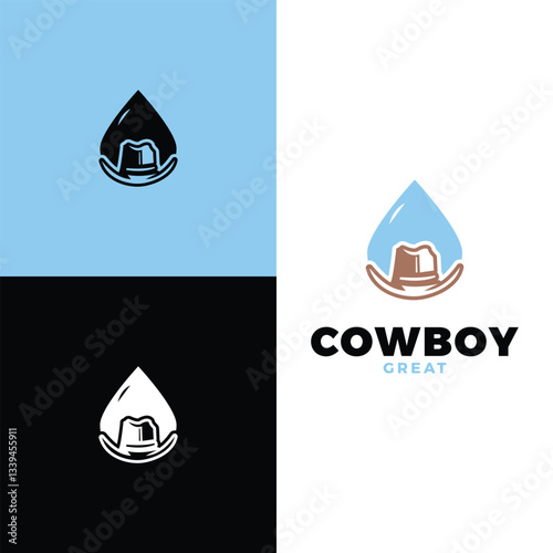 Obraz na płótnie cowboy hat water drops logo design template w salonie