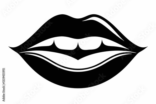 female lip line art silhouette vector illustration