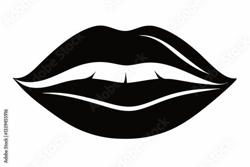 female lip line art silhouette vector illustration