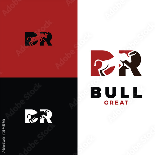 Obraz na płótnie initial letter dr bull negative space icon logo design template w salonie