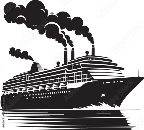 cruise ship vector silhouettes 