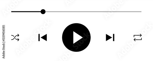 icon media music player in vector. modern playback of music application. multimedia navigation on smartphone device. Vector 10 eps.