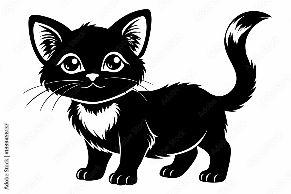 Obraz premium kitten marvels line art silhouette vector illustration