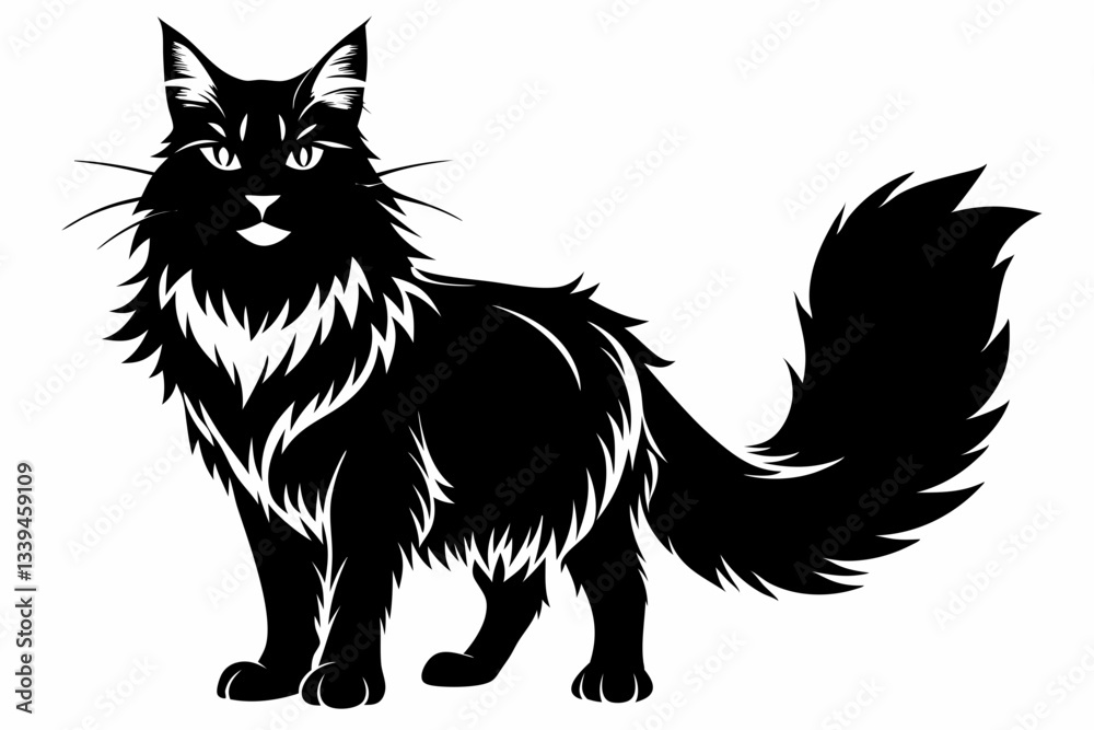 Obraz premium maine coon line art silhouette vector illustration