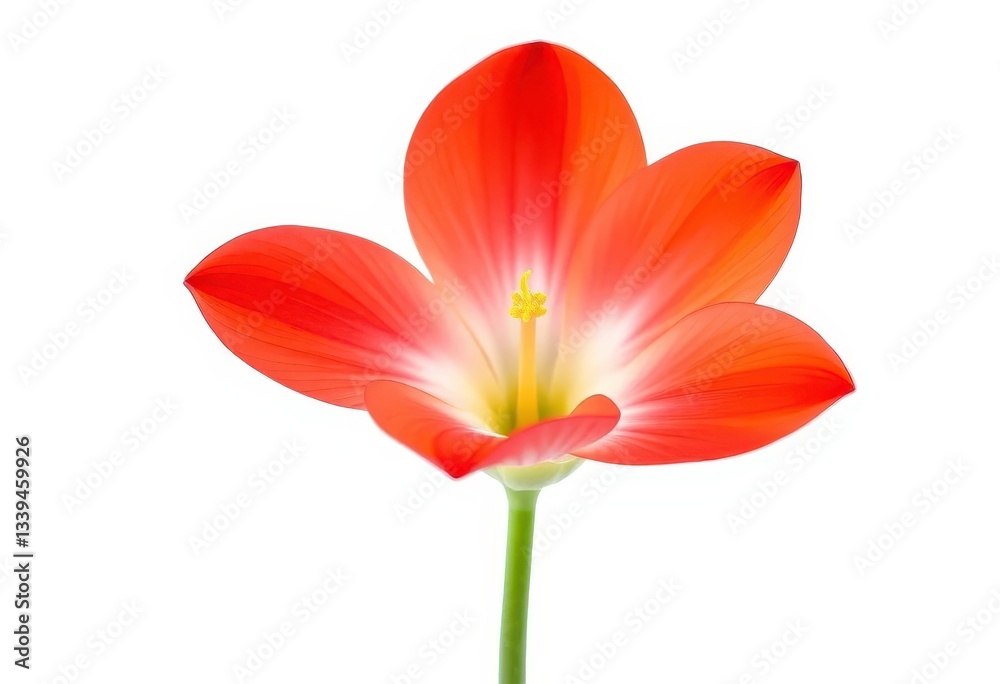 Fototapeta premium A single vibrant bloom, petals perfectly formed, isolated against a pure white backdrop, purple, illustration