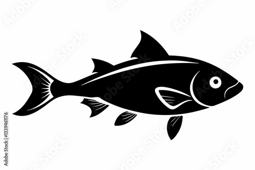 pan gash fish line art silhouette vector illustration