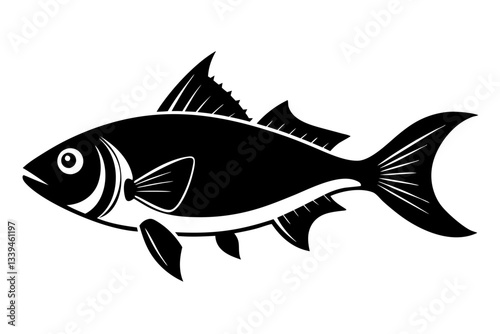 pan gash fish line art silhouette vector illustration