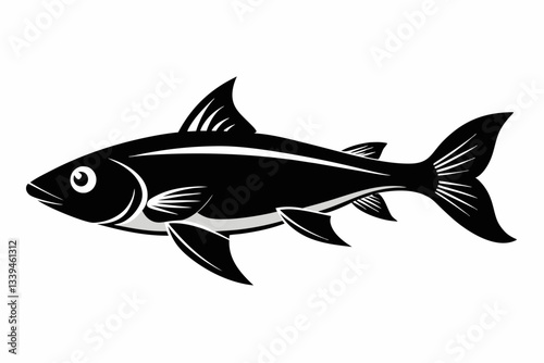 pan gash fish line art silhouette vector illustration