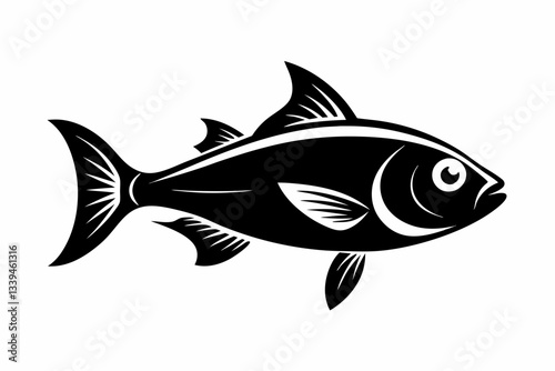 pan gash fish line art silhouette vector illustration