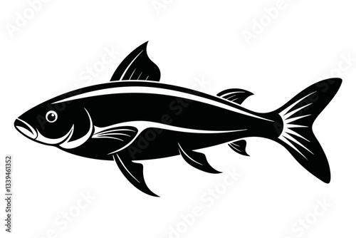 pan gash fish line art silhouette vector illustration