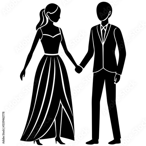 Wallpaper Mural Silhouette vector illustration of a couple holding hands, symbolizing love, unity, and togetherness Torontodigital.ca
