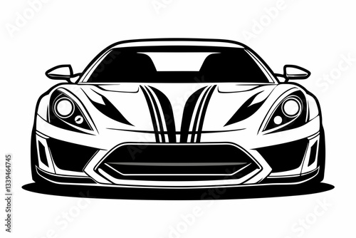 sport car front line art silhouette vector illustration