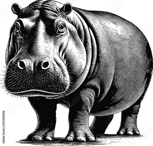 Hippo vector black silhouette cricut design for T-Shirt