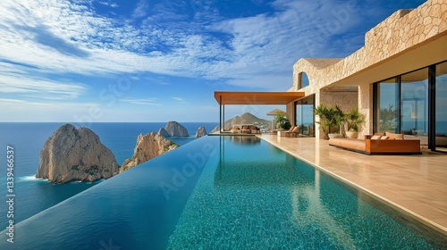 Infinity Edge Pool Overlooks the Ocean on a Sunny Day in the Caribbean