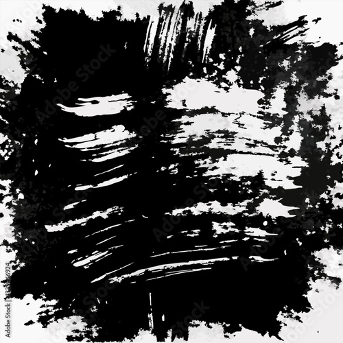 Grunge Abstract Paint Brush Stroke Texture in Black and White  Background