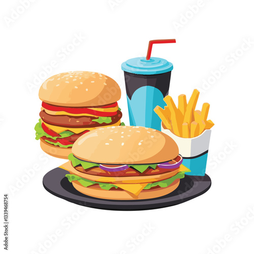 fastfood, fast, snack, food, meal, delicious, background, lunch, dinner, fat, american, burger, unhealthy, restaurant, meat, isolated, junk, menu, cheeseburger, tasty, set, hamburger, sandwich, cuisin