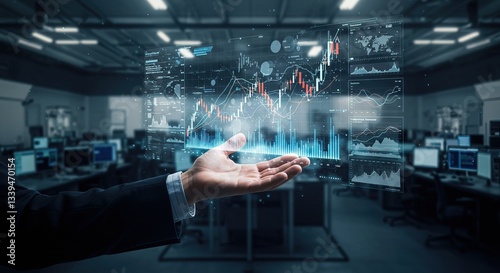Digital Finance Holographic Stock Market Data Analysis Charts photo