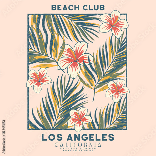 Endless summer with bird print design for t shirt print,California beach vintage print artwork. abstract flower, Summer vibes illustration.Feel the sunset.flower hand sketch design for t-shirt print
