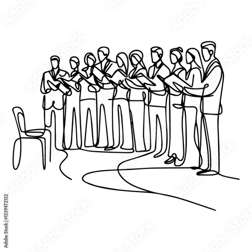 vector choir with conductor line drawing