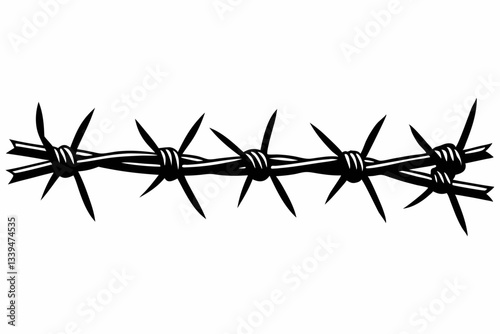 barbed wire line art silhouette vector illustration
