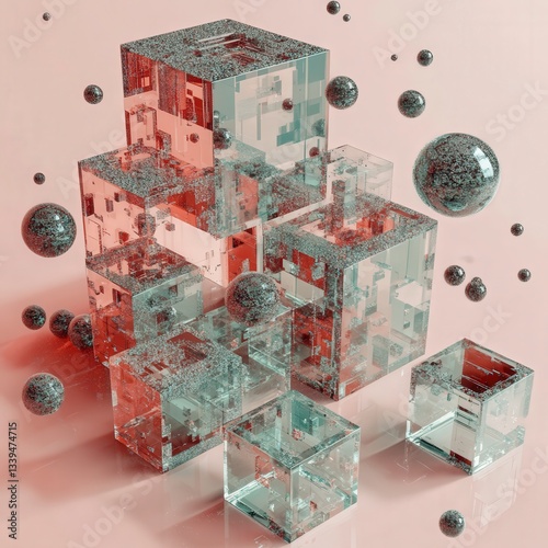 transparent blocks data base big data glass square wi Hyperquality illustration