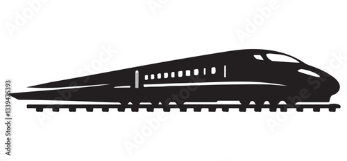 High Speed Train Silhouette Vector for Modern Transportation Designs