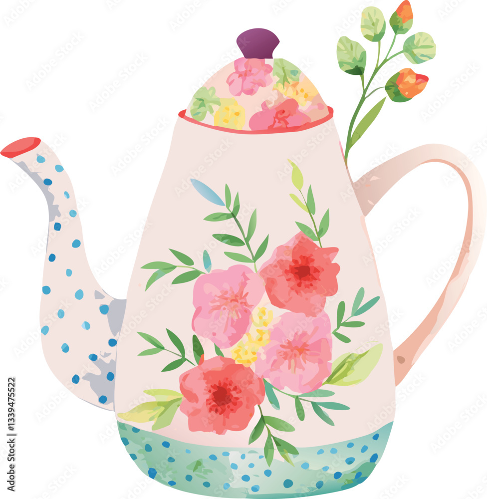 tea pot and flowers